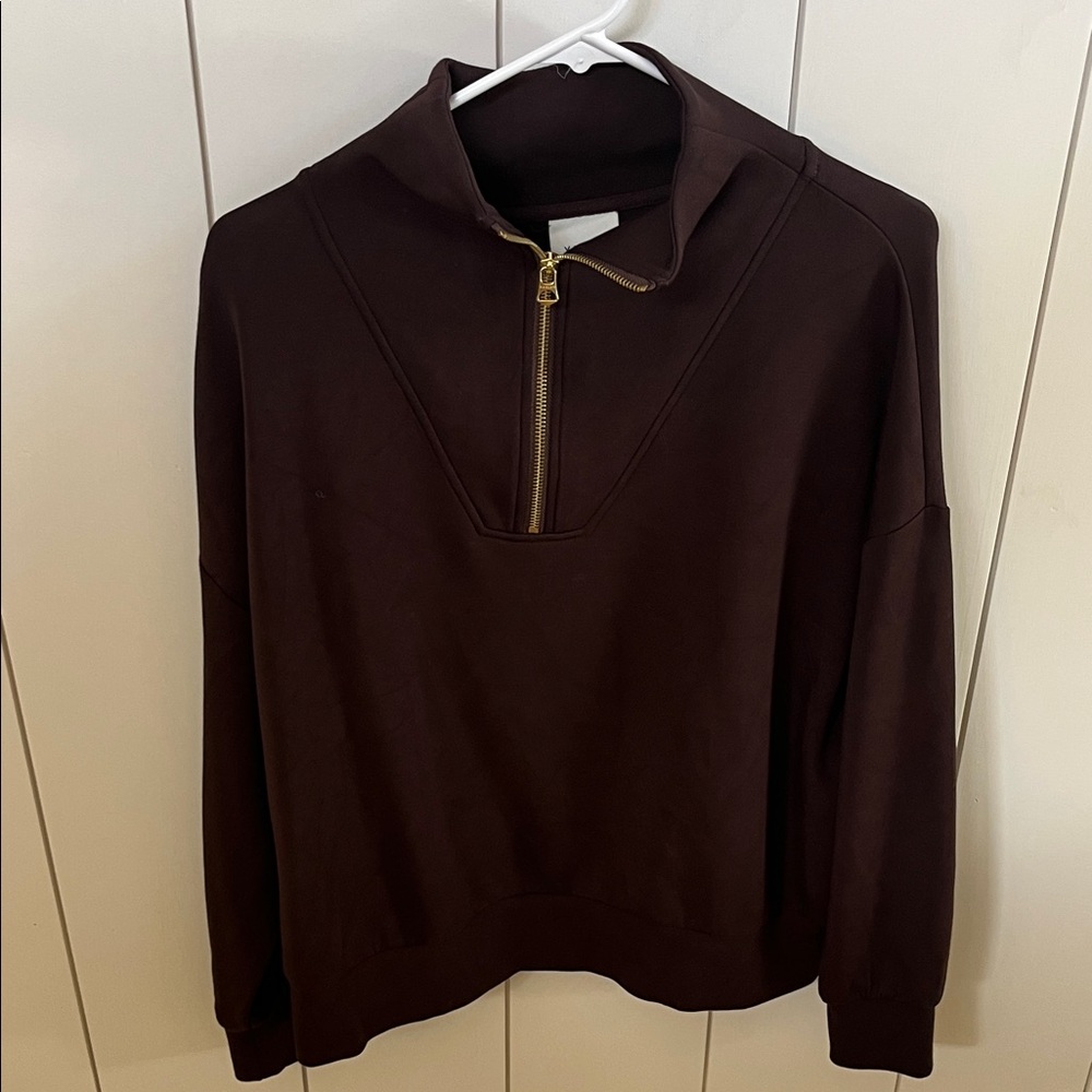 Varley Dark Brown Hawley Zip-Up Sweatshirt